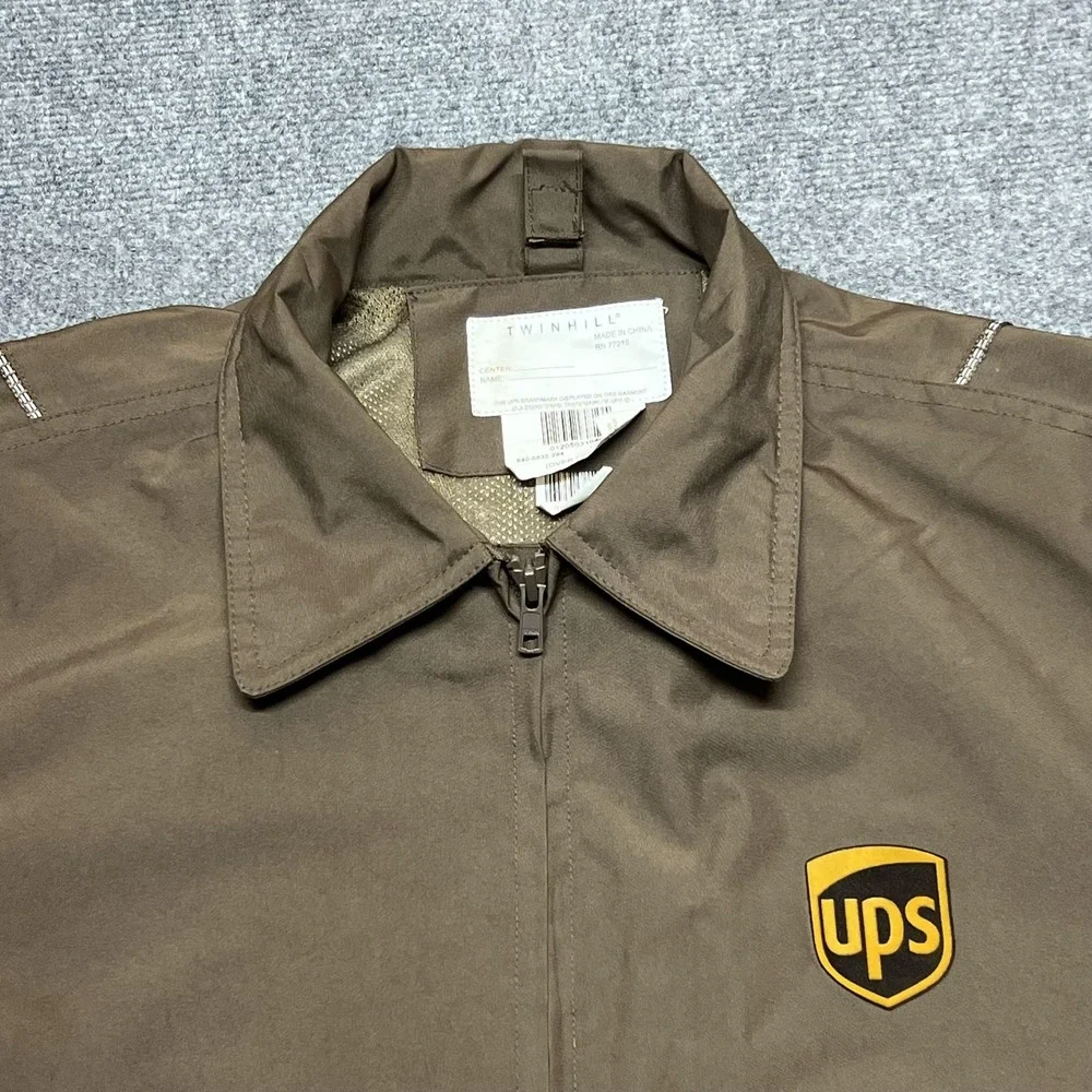 Twinhill UPS Jacket Mens Large Brown Reflective Full Zip Y2K